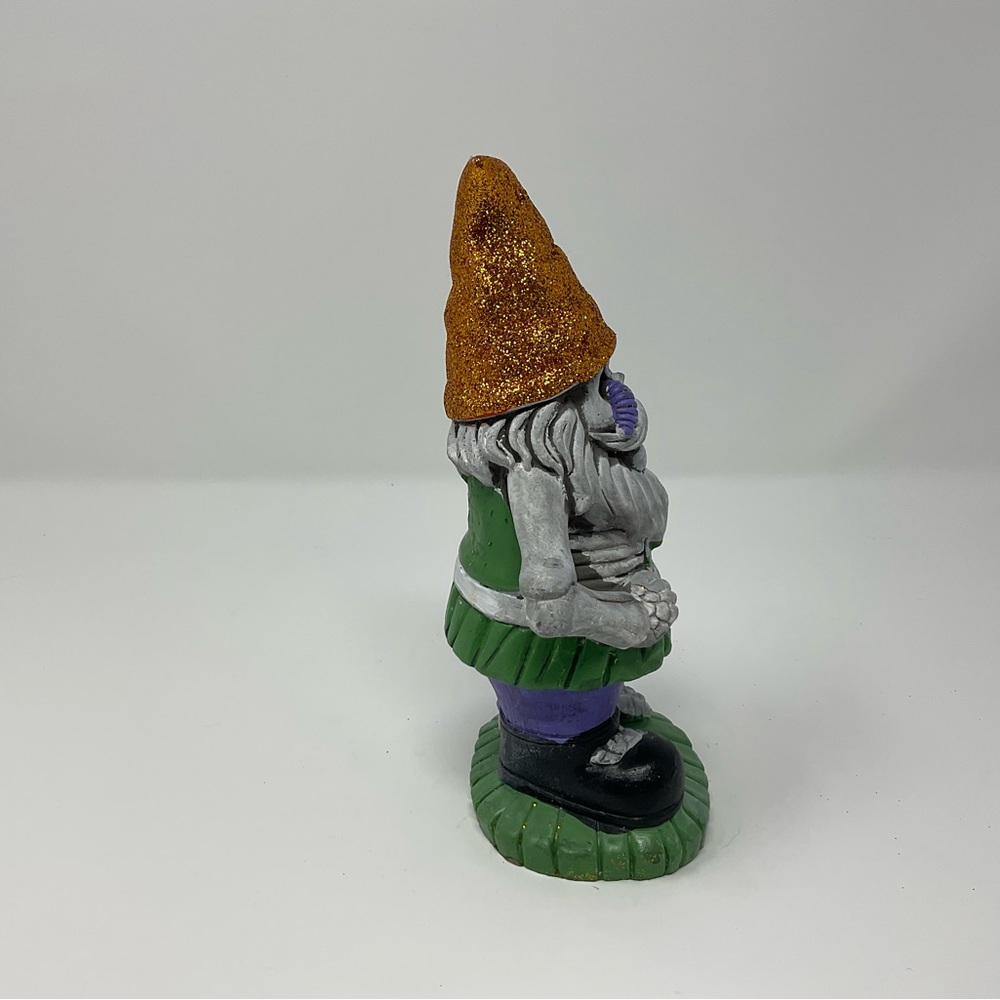 ZOMBIE GNOME HALLOWEEN FIGURE GLITTER GOLD HAT - Picture 4 of 5
